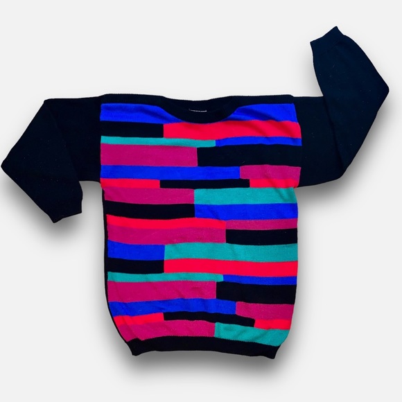 v i n t a g e :: Slouchy Bold Geometric Long Granny Knit Sweater - Picture 4 of 8